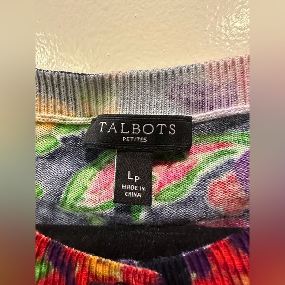 Talbots Colorful Flower Paisley Buttoned Cardigan, size LP - Picture 5 of 7